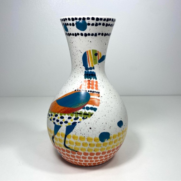 Rare Anthropologie Speckled Ceramic Bird Duck Trumpet Bouquet Flower Vase Decor - Picture 13 of 13